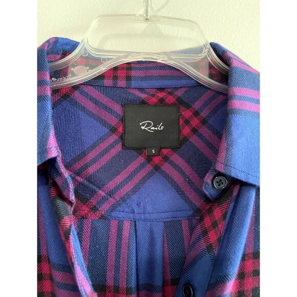 Rails Hunter Button Down in Raspberry, Royal & Black Small - Picture 9 of 12